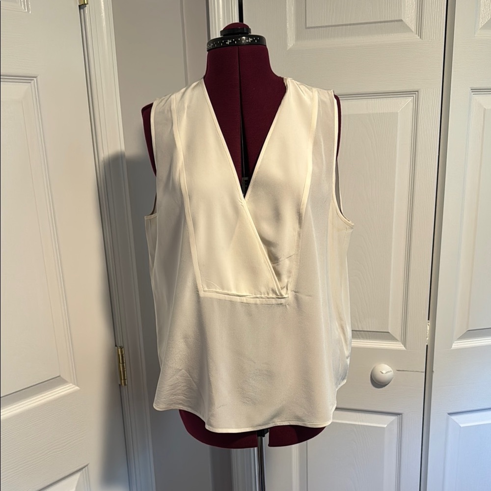 J. Crew Cream Sleeveless V-neck Wrap Blouse